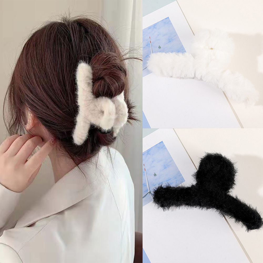Hair Claw Clip Set - Winter Plush Hair Claw Elegant Acrylic