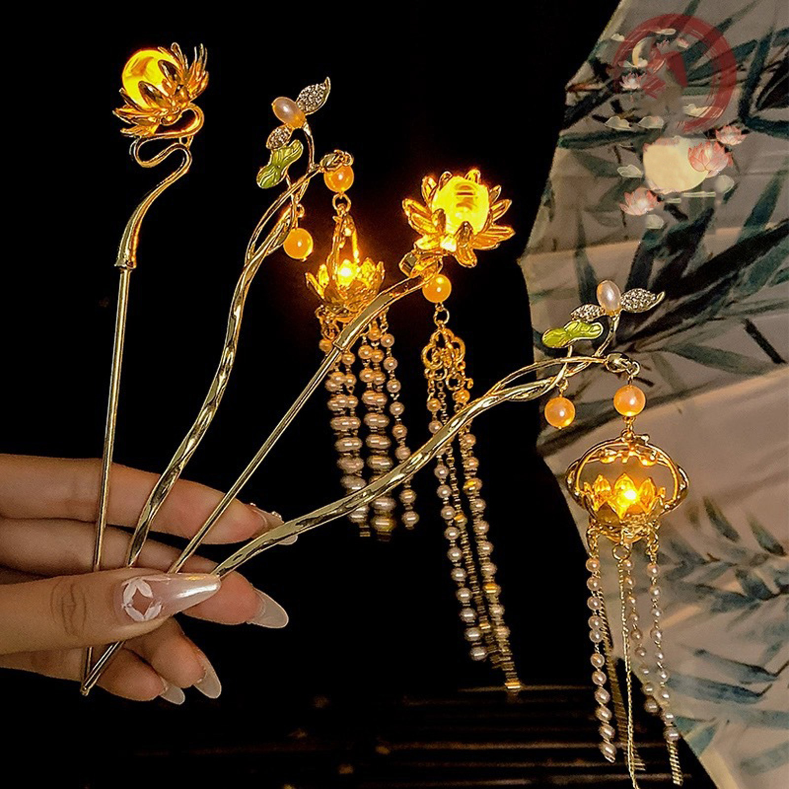 Hair Fork Stick - Luminous Flower Hairpin Exquisite Lotus Floral