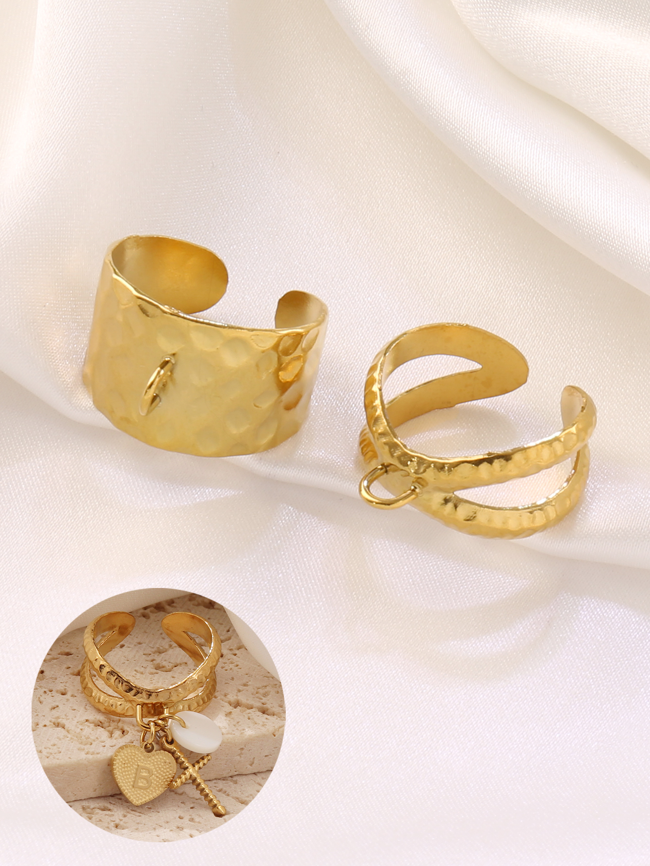 Ring Set Adjustable - 2pcs Stainless Steel Ring Base Findings
