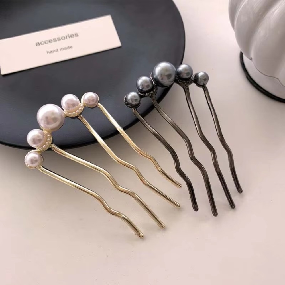 Pearl Hair Pin - Korean U-Shaped Hair Sticks Combs Pearl