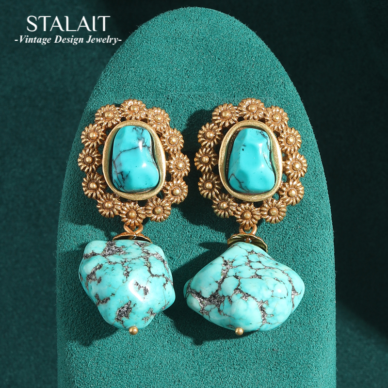 Women'S Accessories Trends 2026 - Vintage Turquoise Earrings Natural Stone for