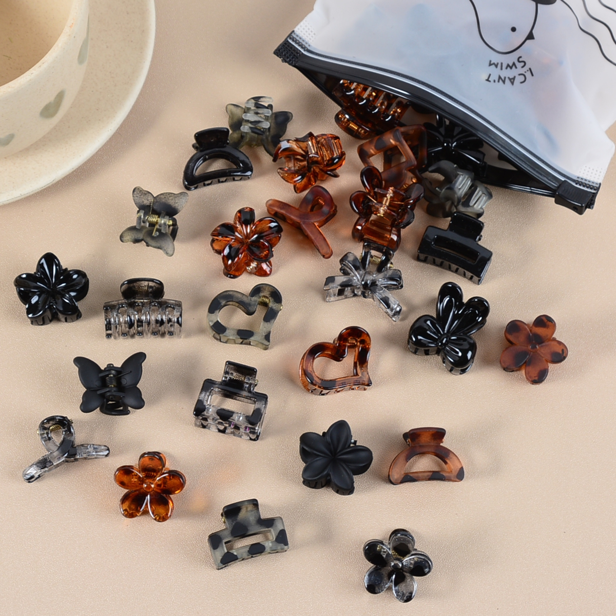 Hair Claw Clip Set - 12-Piece Set of 2.5cm Mini Flower