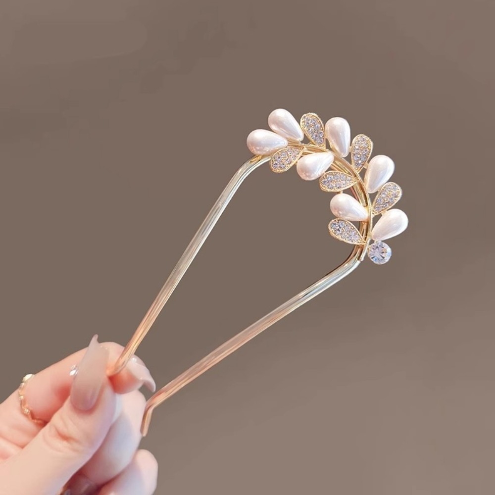 1pc Fashion U-shaped Metal She - Pearl Hair Pin のレビューと価格