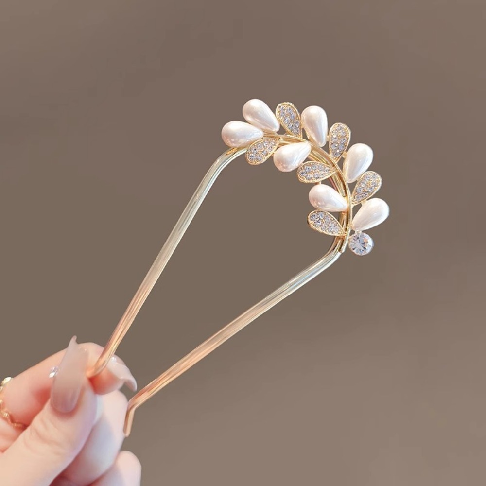 1pc Fashion U-shaped Metal She - Pearl Hair Pin のレビューと価格
