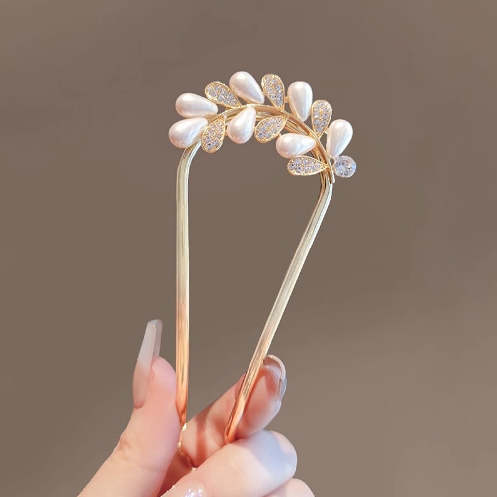 1pc Fashion U-shaped Metal She - Pearl Hair Pin のレビューと価格