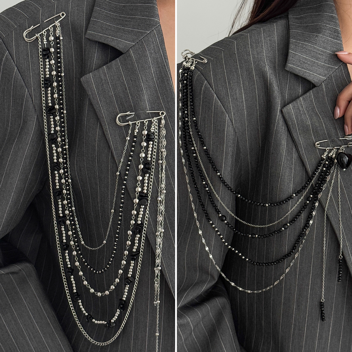 Punk Hip Hop Long Crystal Broo - Women Accessories Chain のレビューと価格