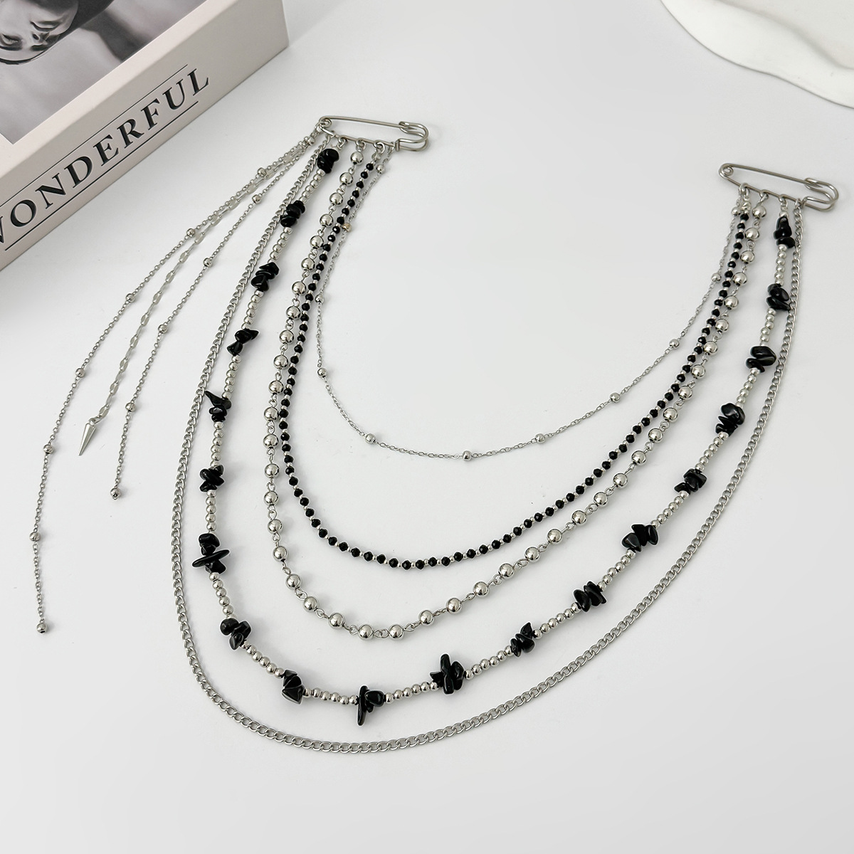 Punk Hip Hop Long Crystal Broo - Women Accessories Chain のレビューと価格