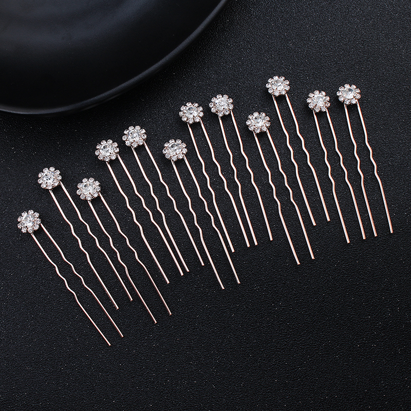 12PK/Set Fashion Rhinestone Fl - Pearl Hair Pin のレビューと価格