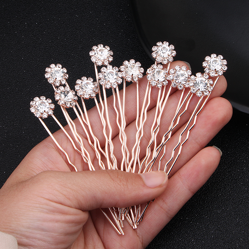 12PK/Set Fashion Rhinestone Fl - Pearl Hair Pin のレビューと価格