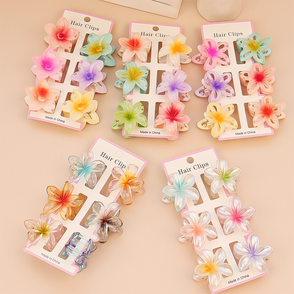 6Pcs Fashion Colorful Transpar - Hair Claw Clip Set のレビューと価格