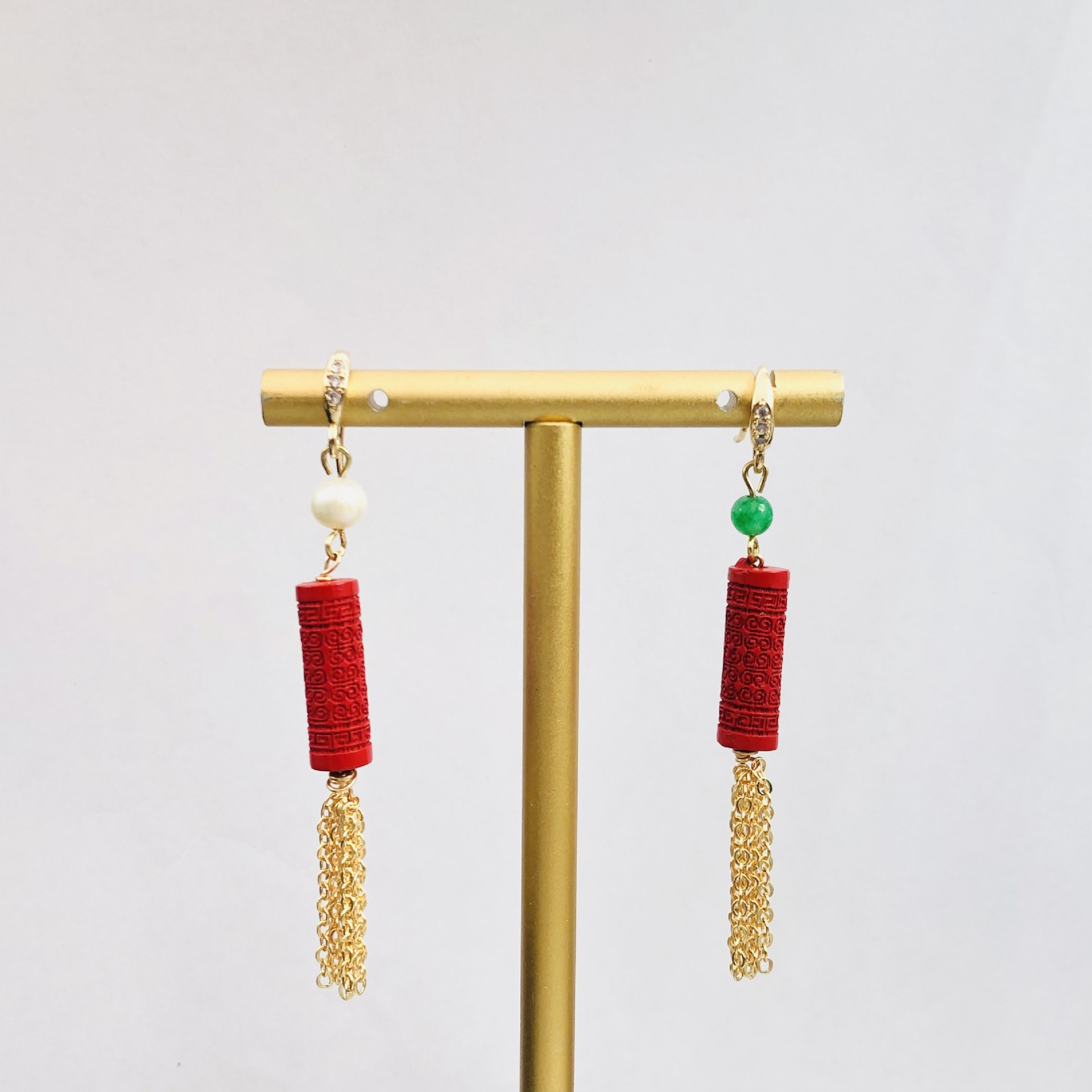 AB cinnabar fringed earrings o - Women'S Accessories Manufacturers のレビューと価格