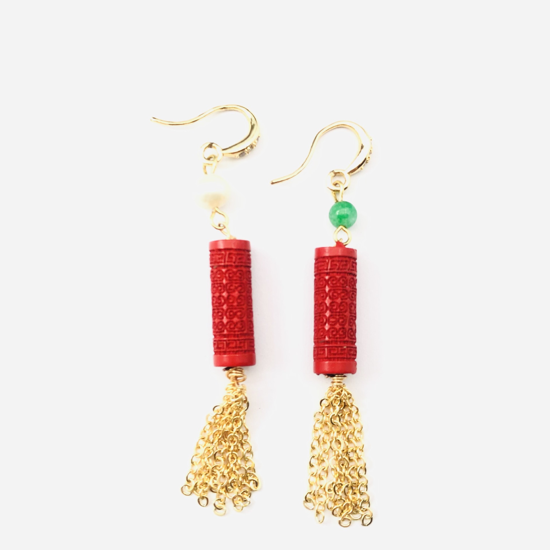 AB cinnabar fringed earrings o - Women'S Accessories Manufacturers のレビューと価格
