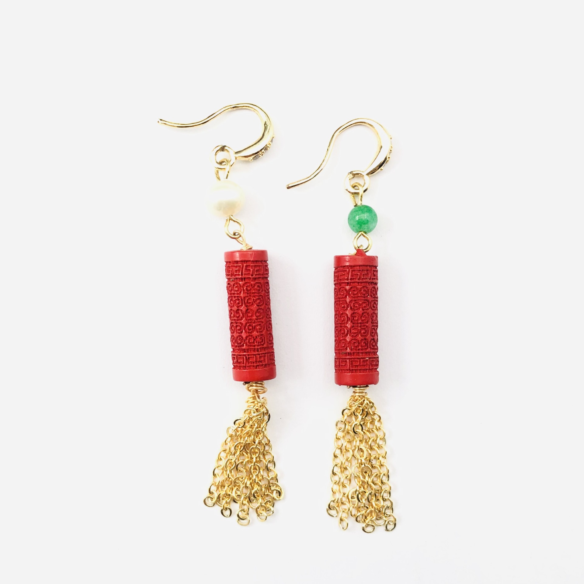 AB cinnabar fringed earrings o - Women'S Accessories Manufacturers のレビューと価格