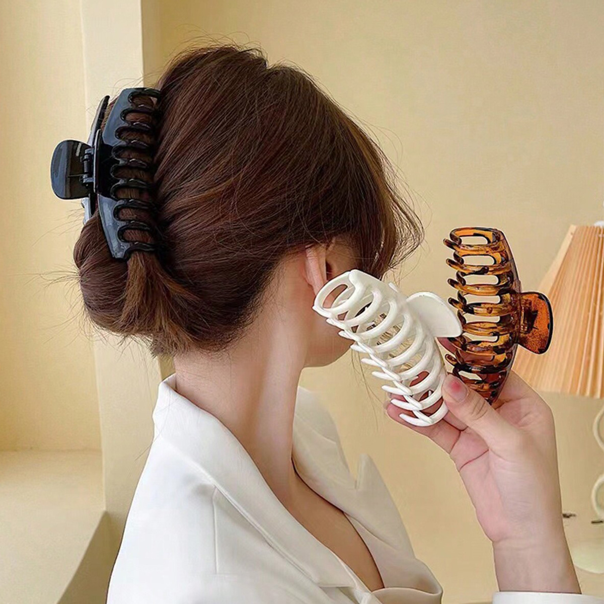 4PCS women's multi-color resin - Hair Claw Clip Set のレビューと価格