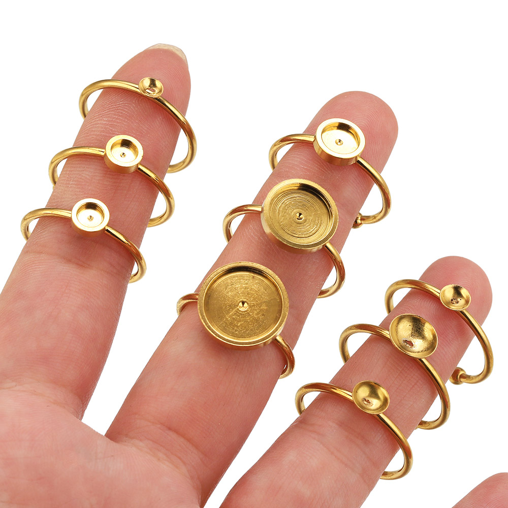 10pcs Stainless Steel Round Ad - Ring Set Adjustable のレビューと価格