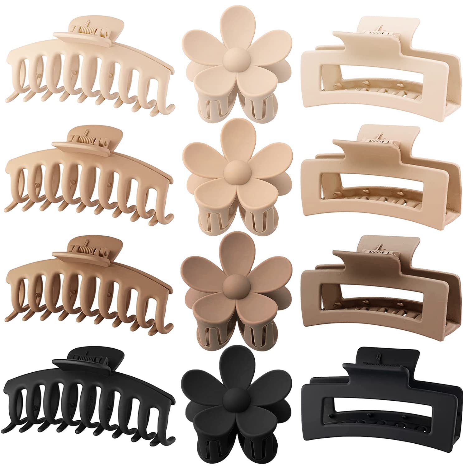 12Pcs Neutral Tone Plastic Hai - Hair Claw Clip Set のレビューと価格