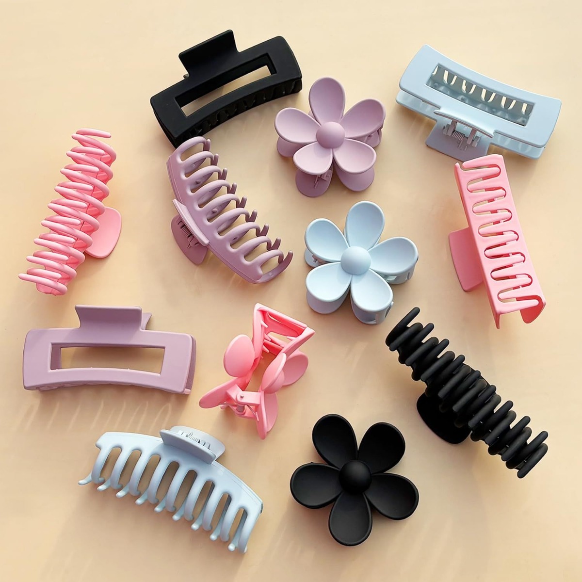12Pcs Neutral Tone Plastic Hai - Hair Claw Clip Set のレビューと価格