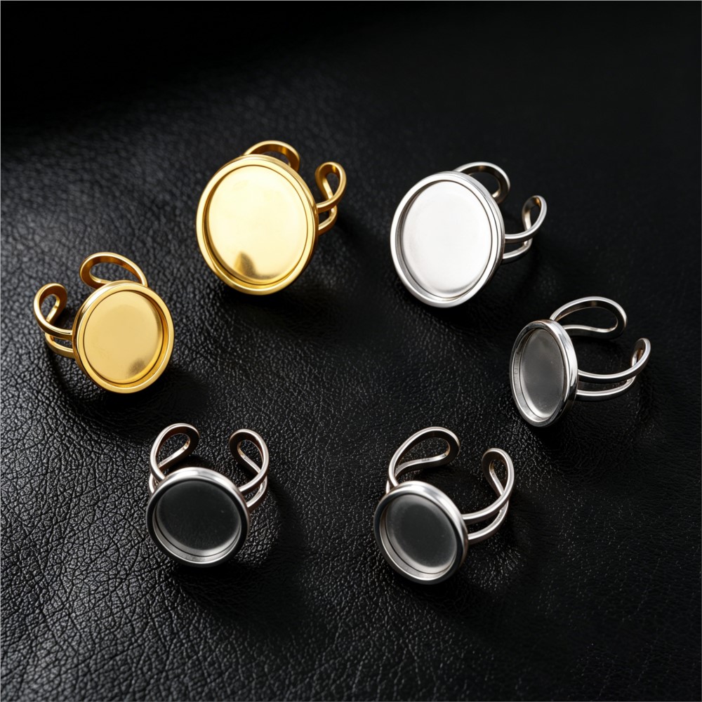 2pcs Stainless Steel Square Fl - Ring Set Adjustable のレビューと価格