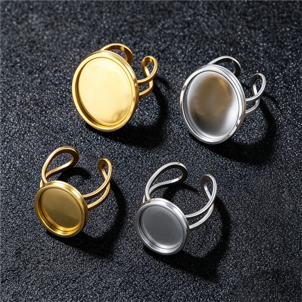 2pcs Stainless Steel Square Fl - Ring Set Adjustable のレビューと価格