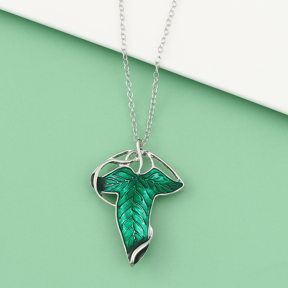 Vintage Green Leaf Pendant Nec - Women Accessories Chain のレビューと価格