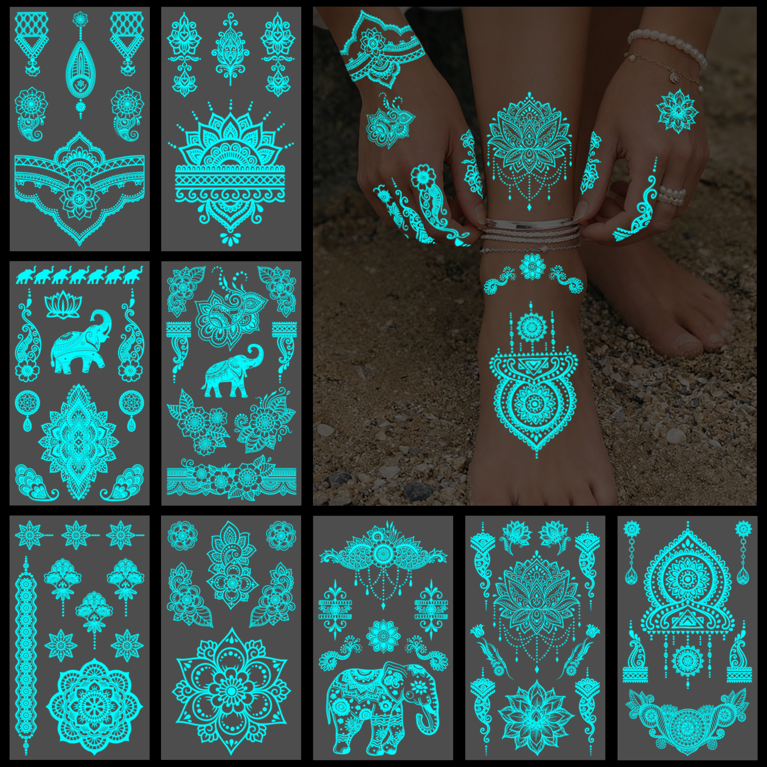 10 Sheets Glow in the Dark Tat - Women Accessories India のレビューと価格