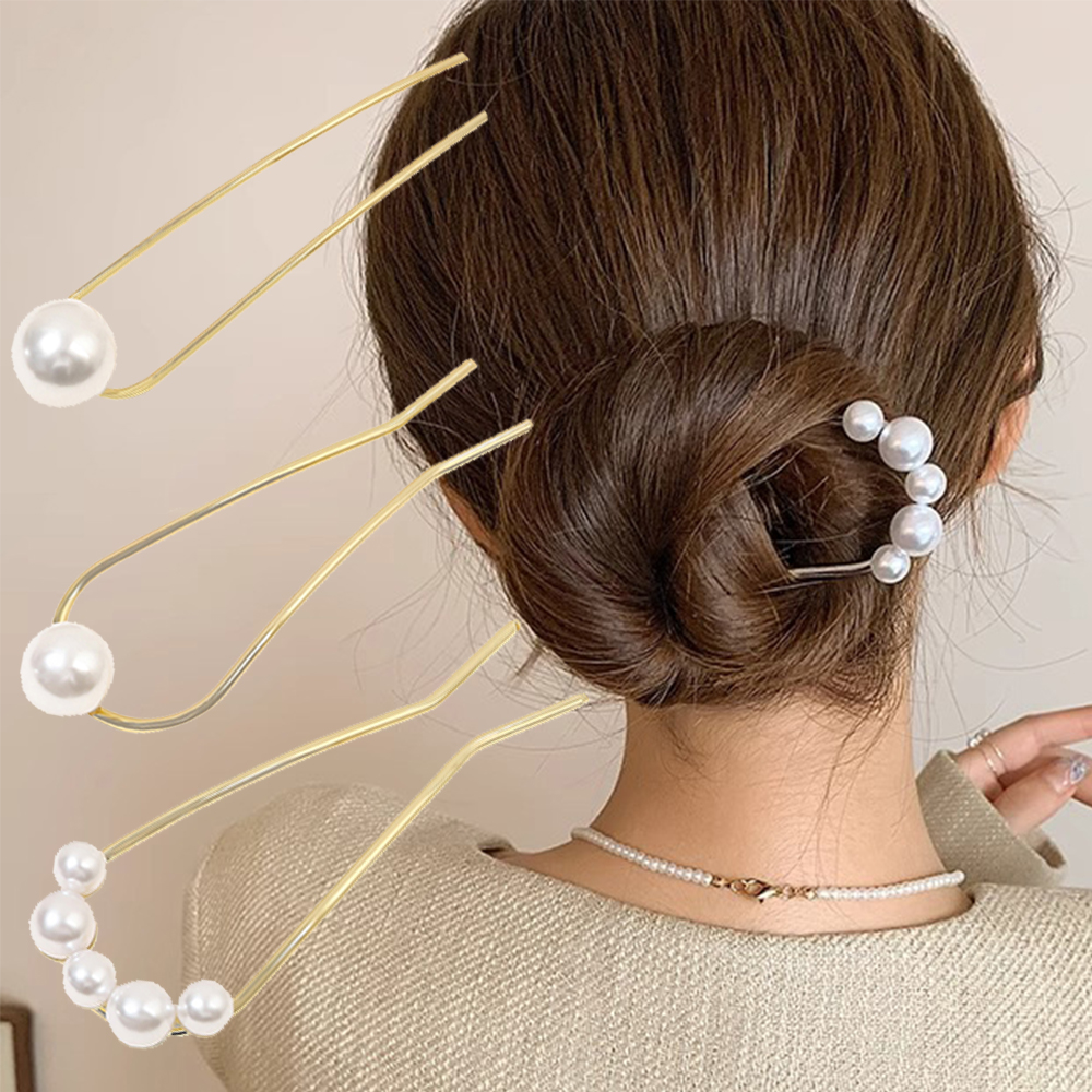 New Metal Vintage U Shape Hair - Pearl Hair Pin のレビューと価格