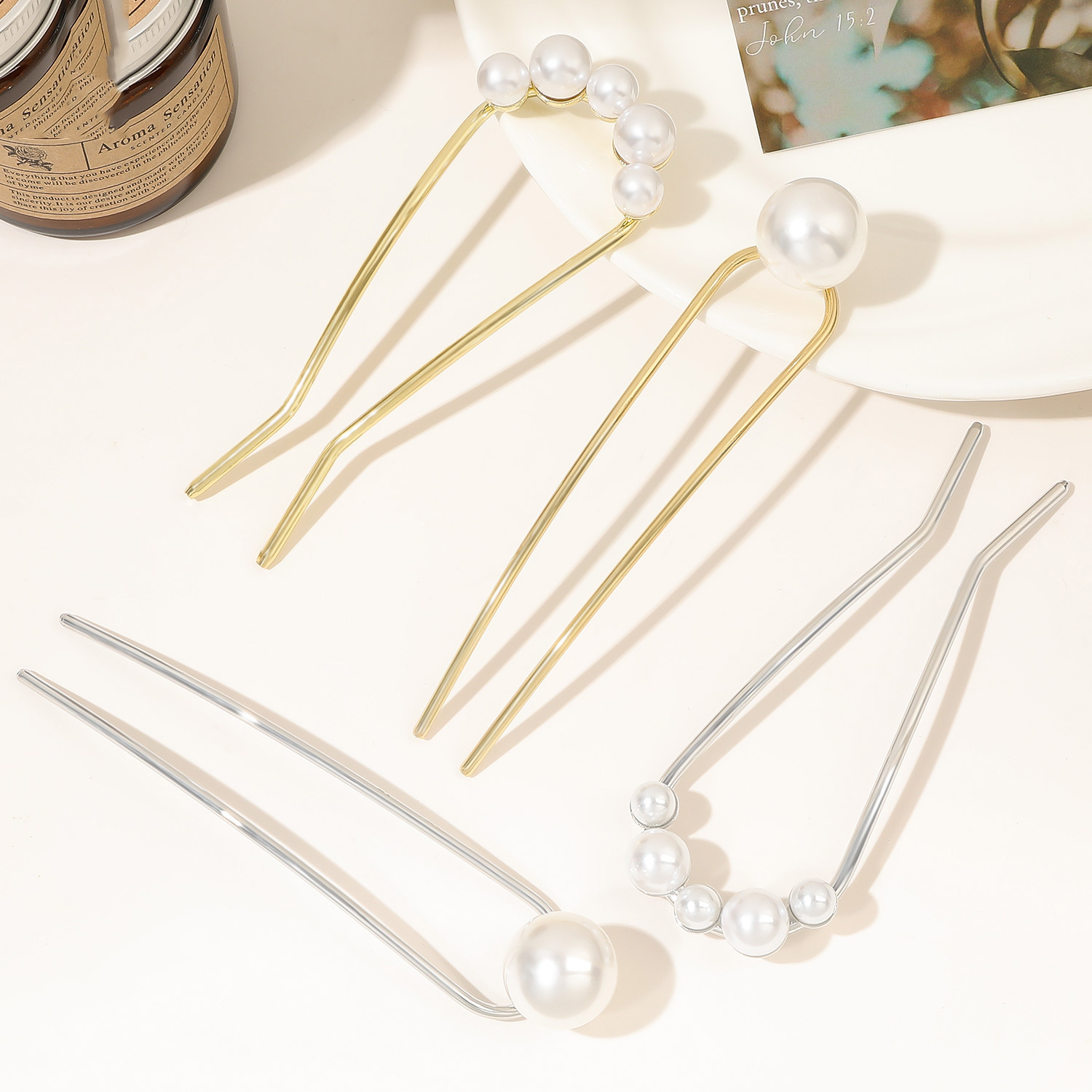 New Metal Vintage U Shape Hair - Pearl Hair Pin のレビューと価格