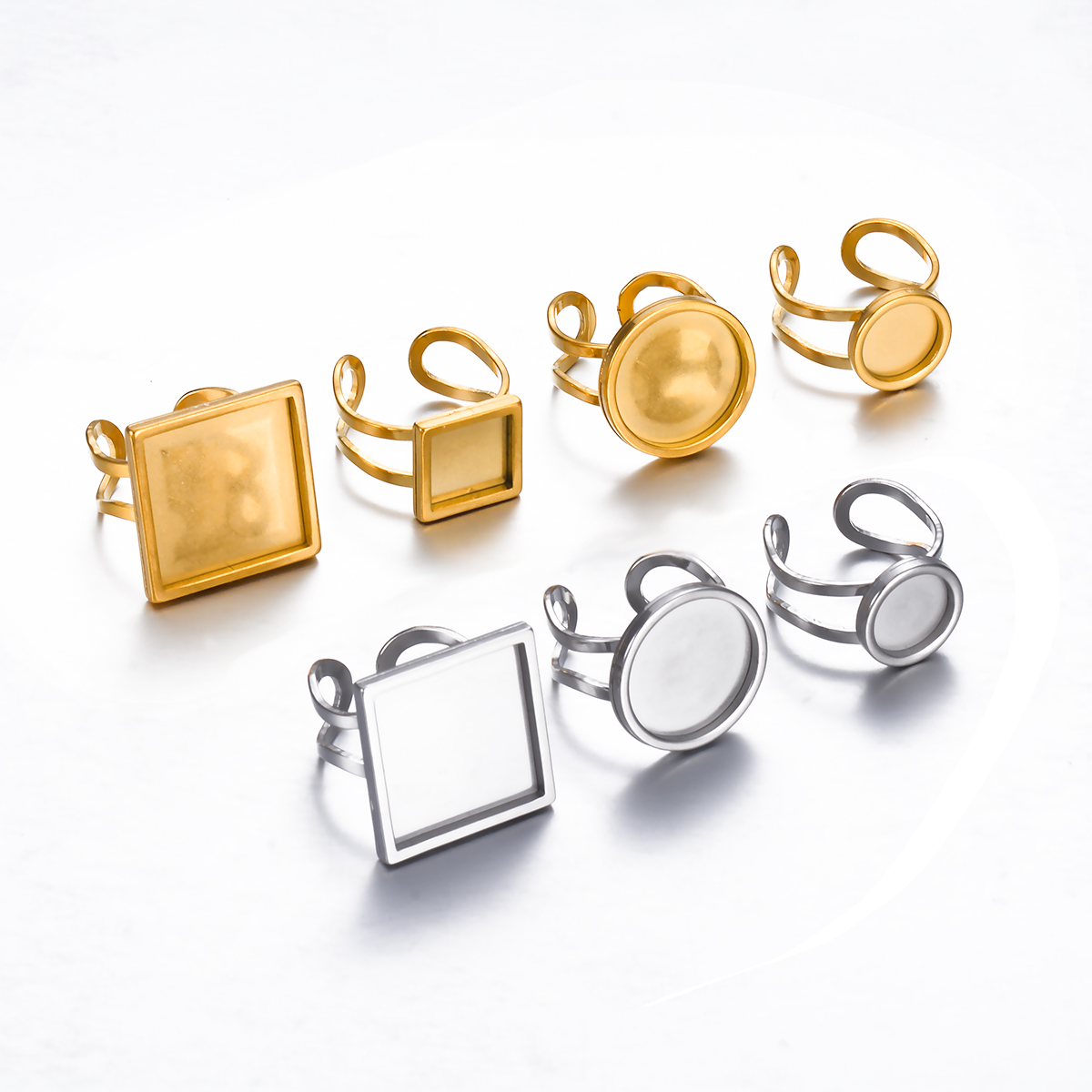 4PCS Stainless Steel Adjustabl - Ring Set Adjustable のレビューと価格