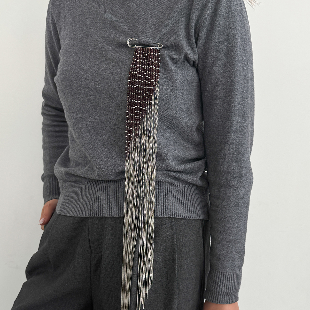 Silver Color Tassel Chain Broo - Women Accessories Chain のレビューと価格