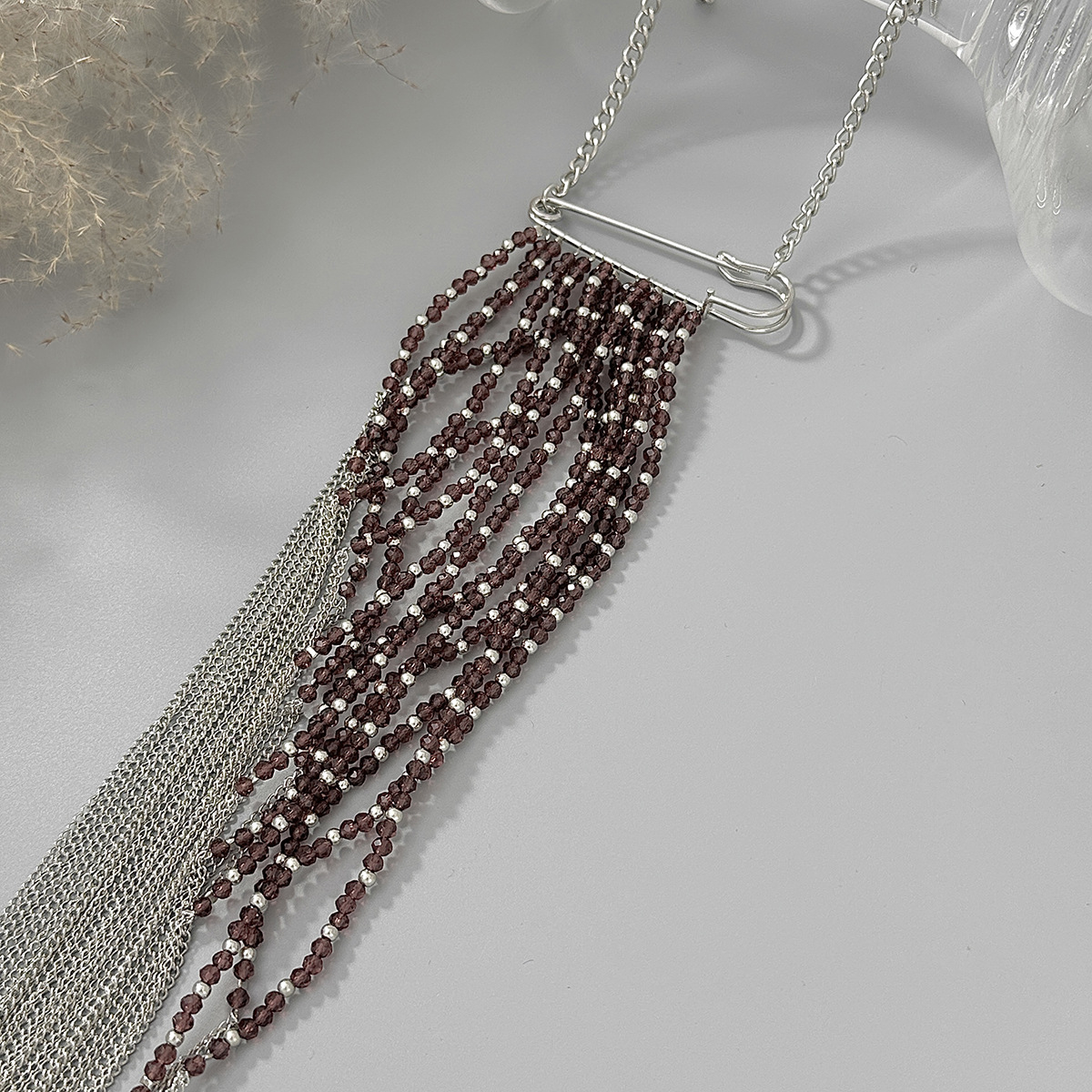 Silver Color Tassel Chain Broo - Women Accessories Chain のレビューと価格