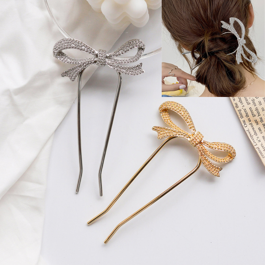 Elegant Women Bowknot Hairpins - Hair Fork Stick のレビューと価格