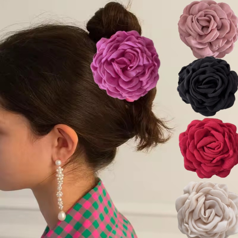 French Fabric Rose Flower Hair - Hair Claw Clip Set のレビューと価格