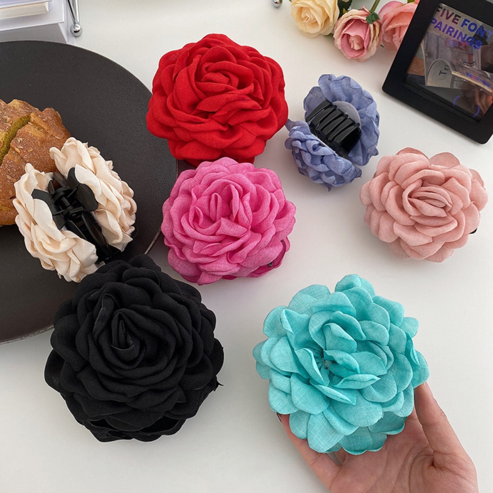 French Fabric Rose Flower Hair - Hair Claw Clip Set のレビューと価格