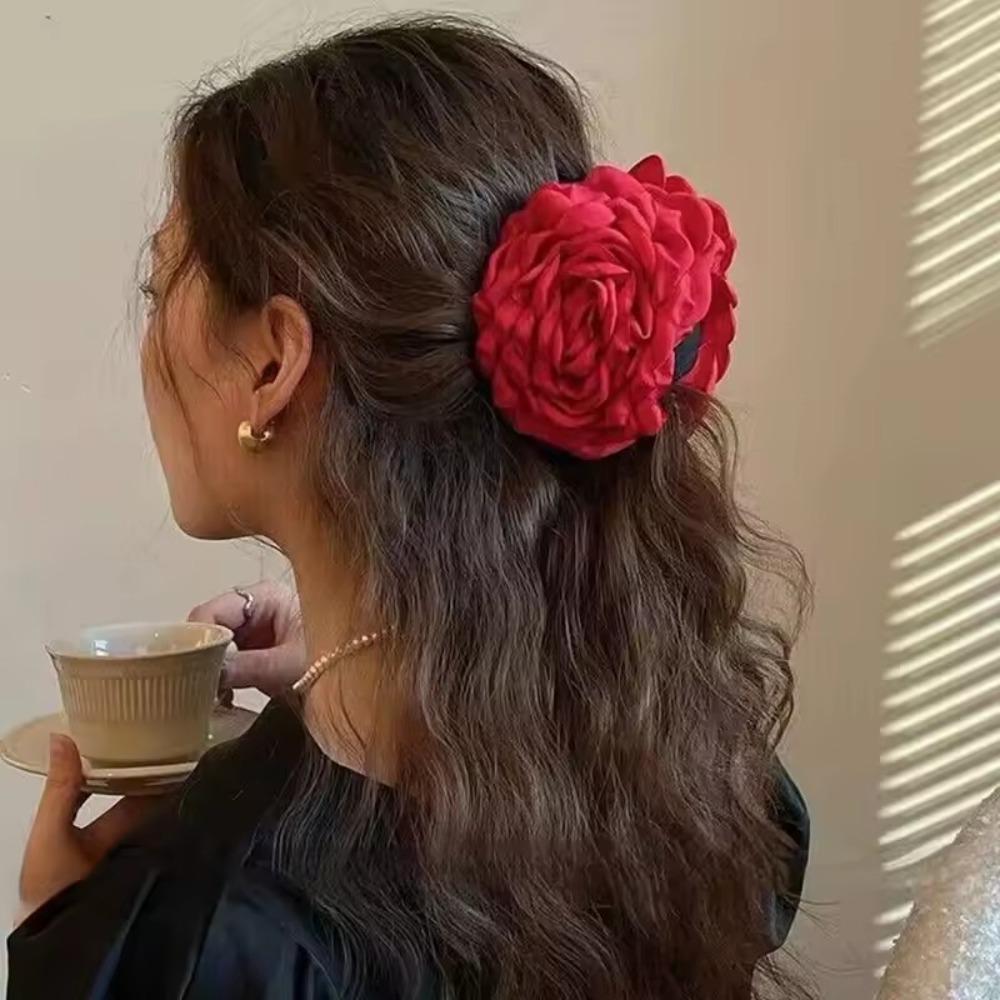 French Fabric Rose Flower Hair - Hair Claw Clip Set のレビューと価格