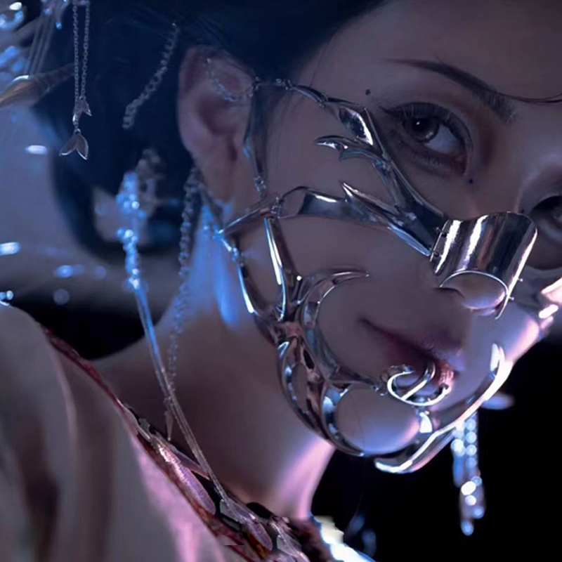 2025 Cyberpunk Visor Chin Meta - Women Accessories Chain のレビューと価格