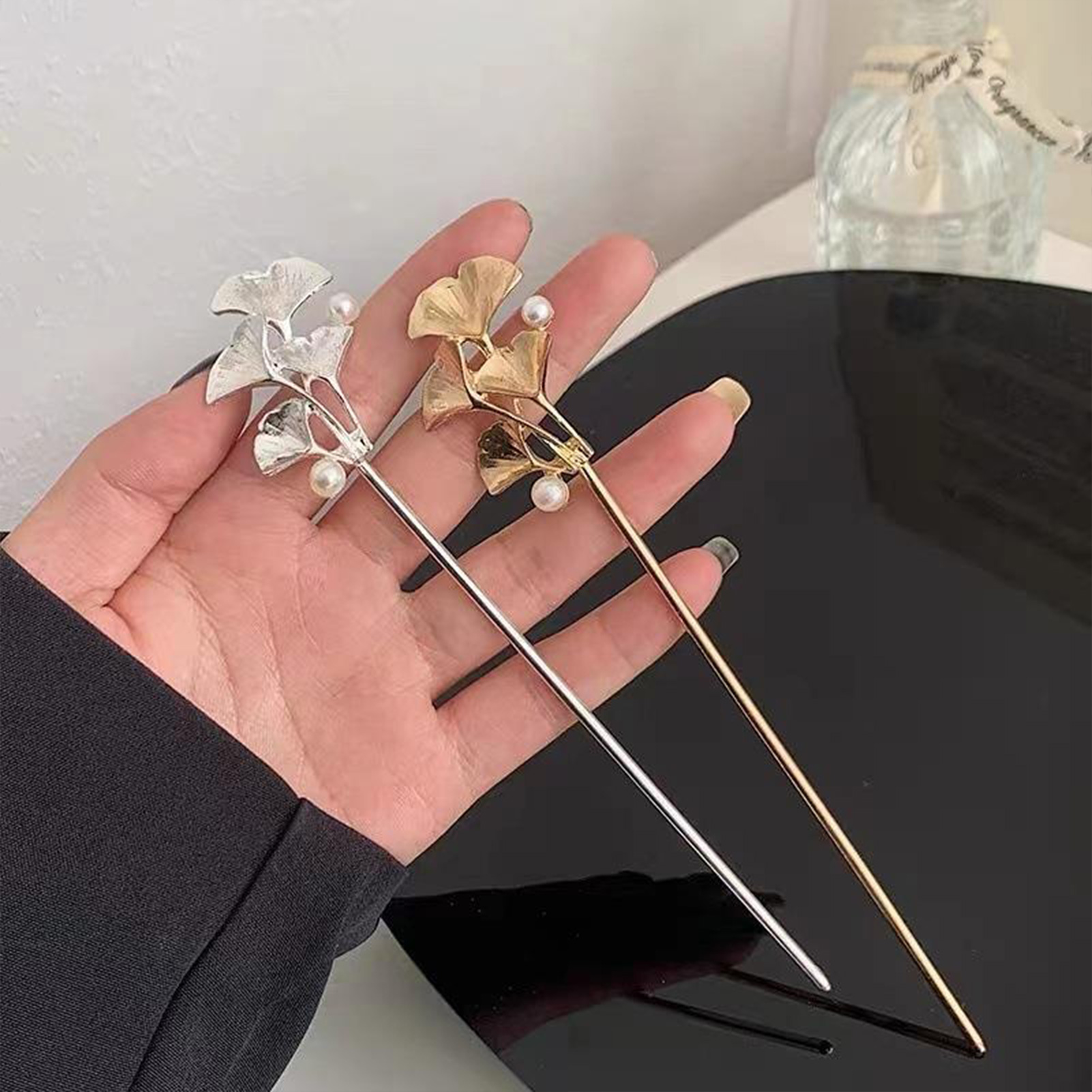 Ginkgo Leaf Hair Stick For Wom - Pearl Hair Pin のレビューと価格