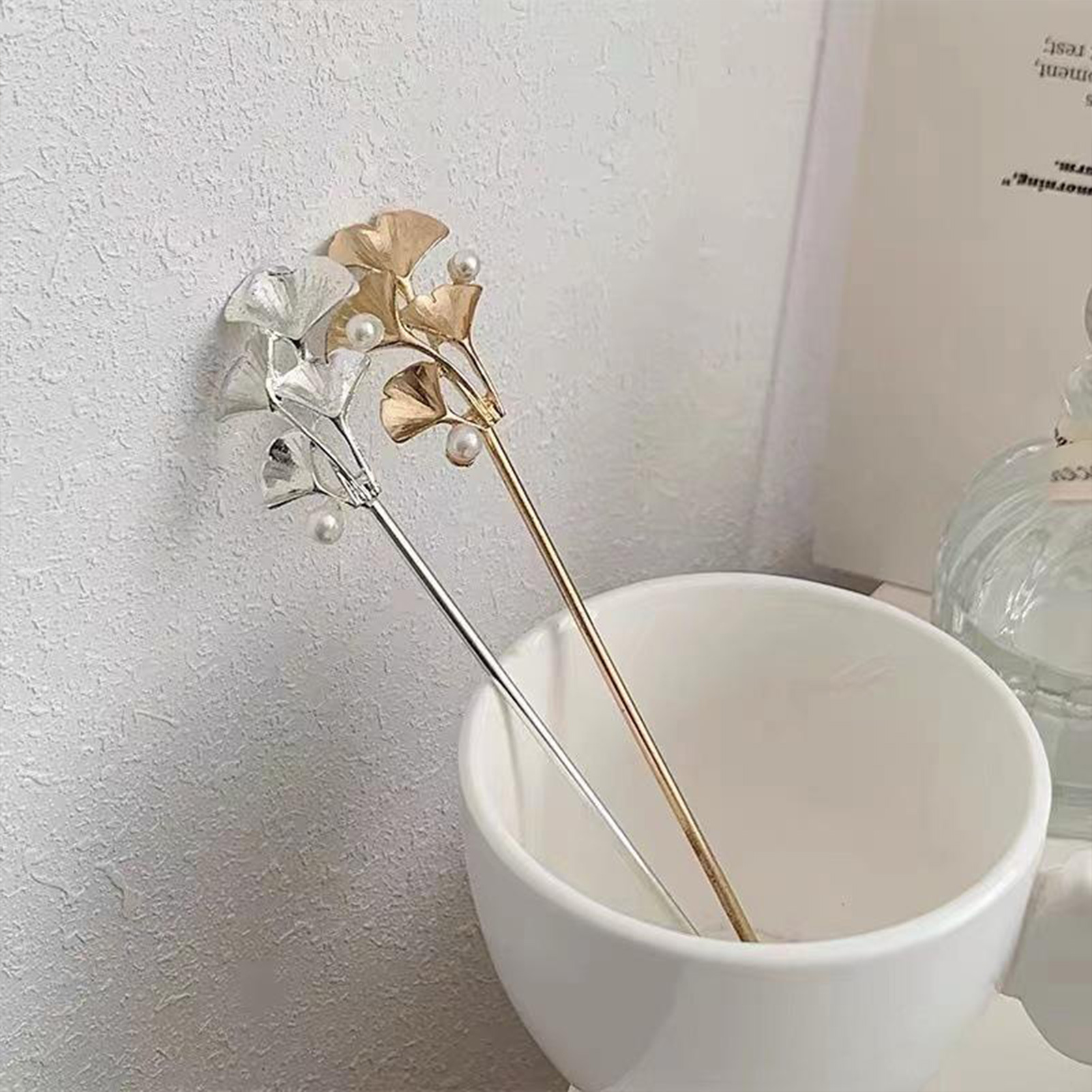 Ginkgo Leaf Hair Stick For Wom - Pearl Hair Pin のレビューと価格