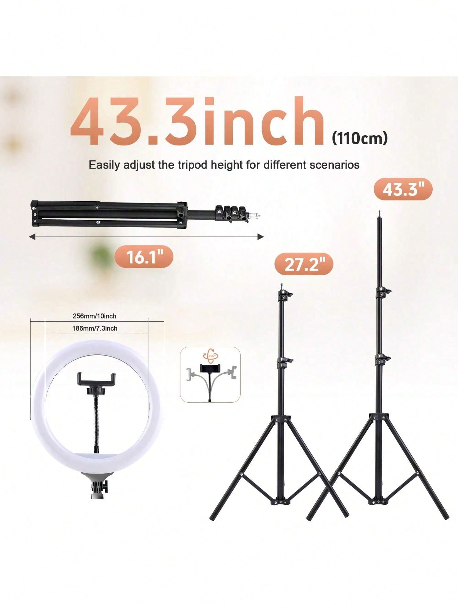 10 Inch LED Selfie Ring Light  - Ring Set Adjustable のレビューと価格