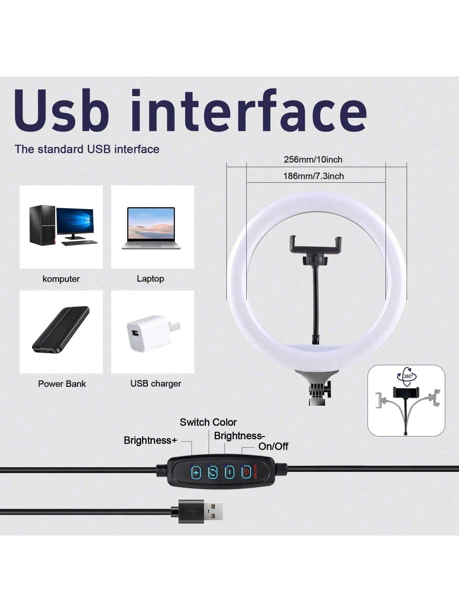 10 Inch LED Selfie Ring Light  - Ring Set Adjustable のレビューと価格