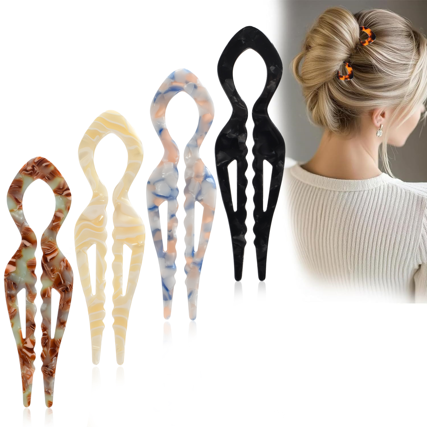 1 PC Acrylic Fish Tail U-shape - Hair Fork Stick のレビューと価格