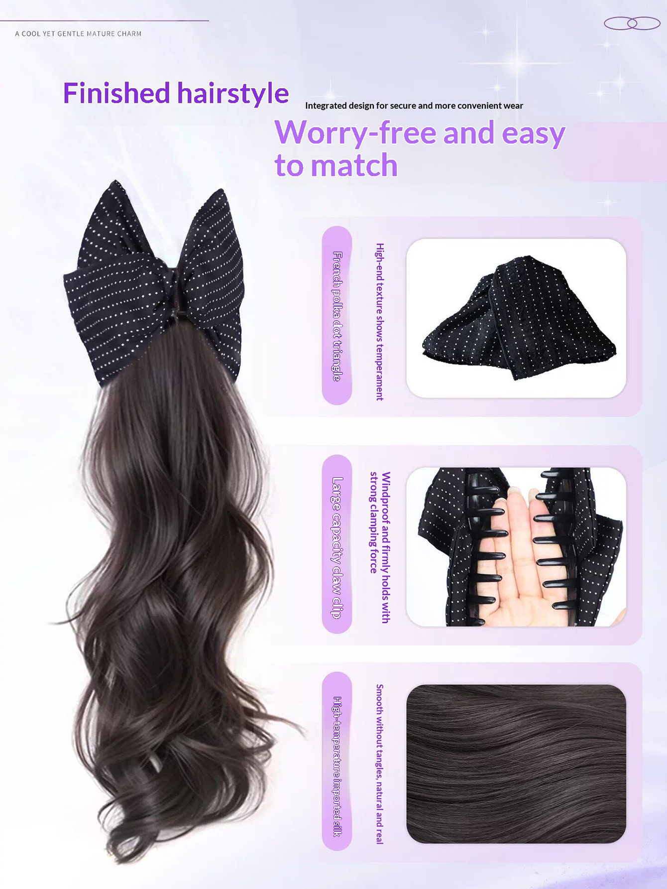 Bow Claw Clip Synthetic Ponyta - Hair Claw Clip Set のレビューと価格
