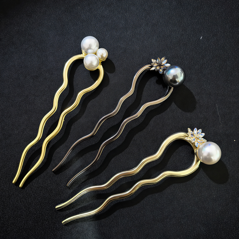Luxury Metal Hairpins Girls Pe - Pearl Hair Pin のレビューと価格