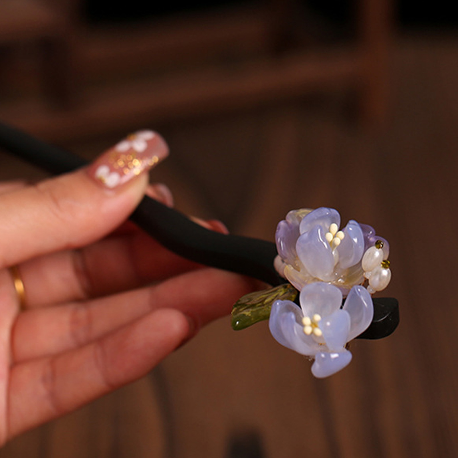 Vintage Wooden Flower Hairpin  - Hair Fork Stick のレビューと価格
