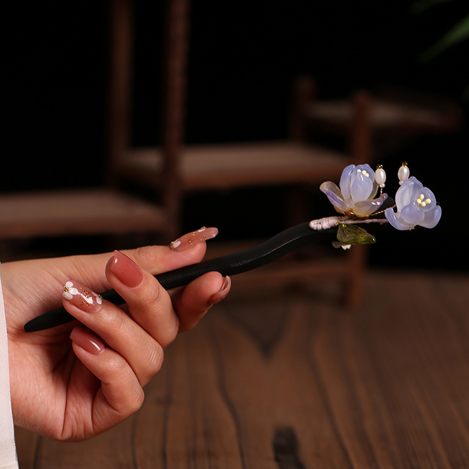 Vintage Wooden Flower Hairpin  - Hair Fork Stick のレビューと価格