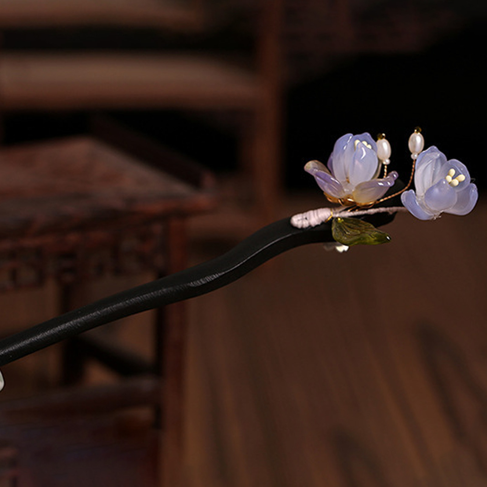 Vintage Wooden Flower Hairpin  - Hair Fork Stick のレビューと価格
